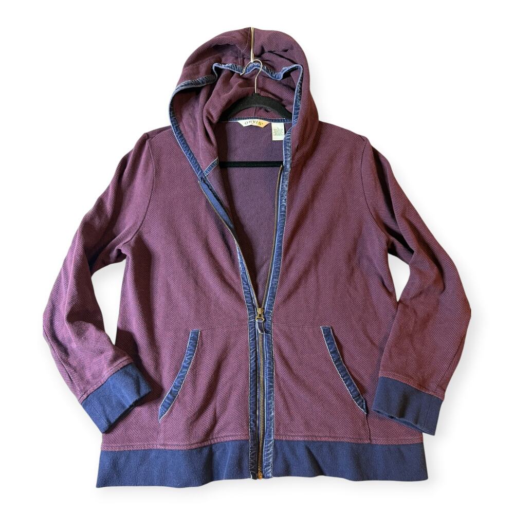 Orvis Full-Zip Hoodie, #8L57, Purple and Navy, Pockets, Women's Large